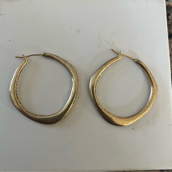 Fossil Gold Stone Jewel Hoop Earrings - Picture 1 of 4